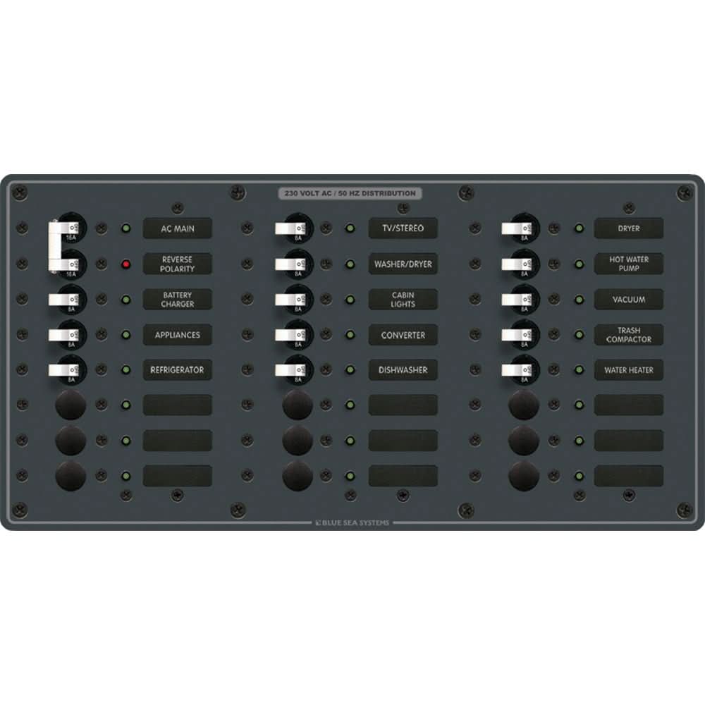 Blue Sea 8565 Breaker Panel - AC Main + 22 Positions (European) - White - 8565 - Anchor Express