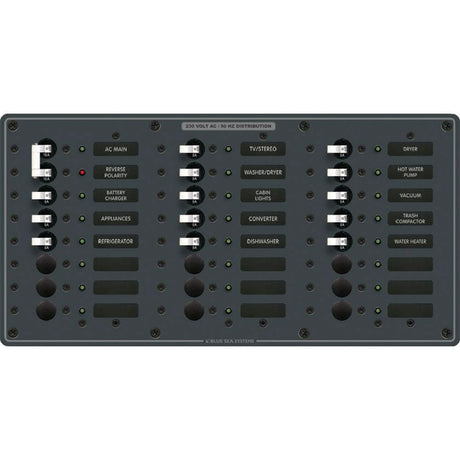 Blue Sea 8565 Breaker Panel - AC Main + 22 Positions (European) - White - 8565 - Anchor Express