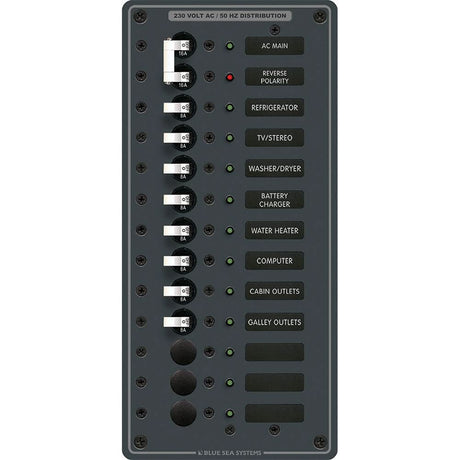 Blue Sea 8585 Breaker Panel - AC Main + 11 Positions (European) - White - 8585 - Anchor Express