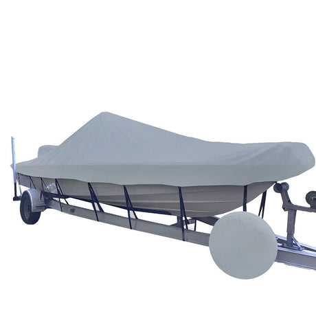 Carver Poly - Flex II Styled - to - Fit Boat Cover f/18.5' V - Hull Center Console Shallow Draft Boats - Grey - 71218F - 10 - Anchor Express