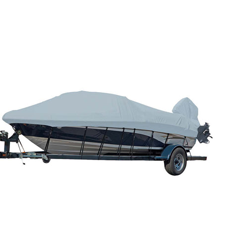 Carver Sun - DURA Styled - to - Fit Boat Cover f/16.5' V - Hull Runabout Boats w/Windshield & Hand/Bow Rails - Grey - 77016S - 11 - Anchor Express