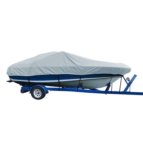 Carver Sun - DURA Styled - to - Fit Boat Cover f/23.5' V - Hull Low Profile Cuddy Cabin Boats w/Windshield & Rails - Grey - 77723S - 11 - Anchor Express