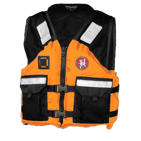 First Watch AV - 5001 Mesh Crew Vest Hi - Vis - Orange/Black - L/XL - AV - 5001 - OB - L/XL - Anchor Express