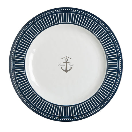Marine Business Melamine Flat, Round Dinner Plate - SAILOR SOUL - 10" Set of 614001C - 14001C - Anchor Express