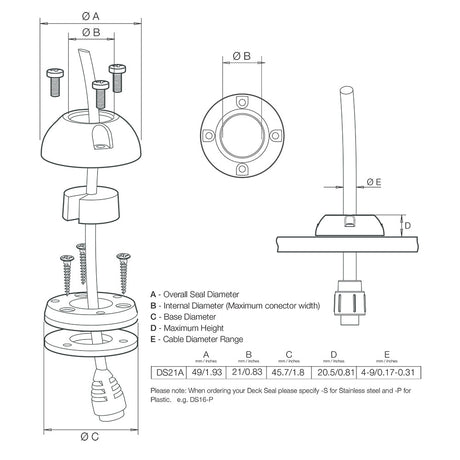 Scanstrut DS21A - S Vertical Cable Seal - Stainless Steel - DS21A - S - Anchor Express