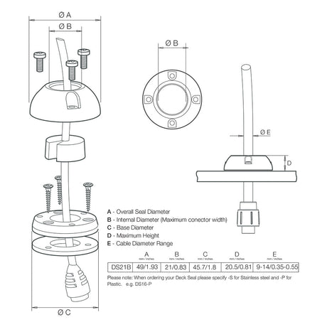 Scanstrut DS21B - S Vertical Cable Seal - Stainless Steel - DS21B - S - Anchor Express