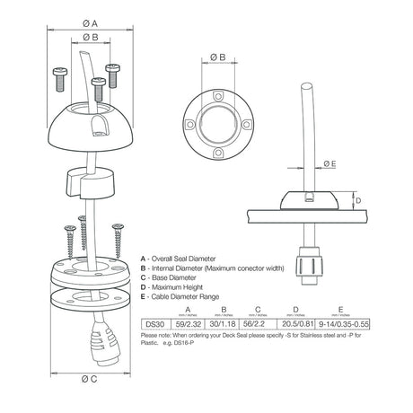 Scanstrut DS30 - S Vertical Cable Seal - Stainless Steel - DS30 - S - Anchor Express
