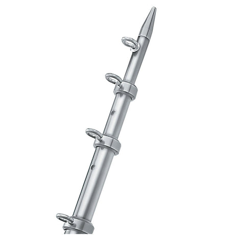 TACO 8' Center Rigger Pole - Silver w/Silver Rings & Tip - 1 - 1/8" Butt End Diameter - OC - 0422VEL8 - Anchor Express