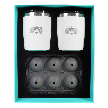 Toadfish Non - Tipping 10oz White Rocks Tumblers w/Ice Ball Tray - 2 Tumblers - 1119 - Anchor Express