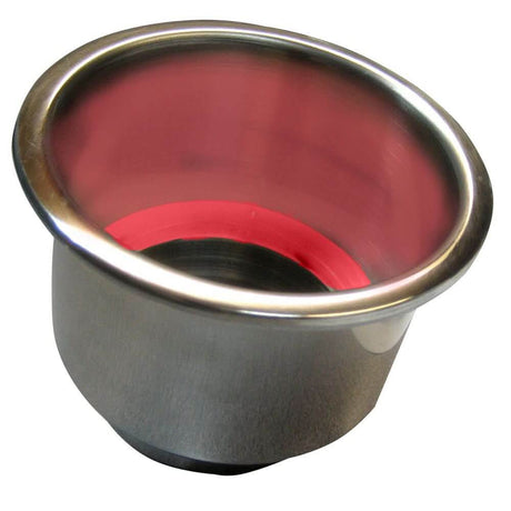 Whitecap Flush Mount Cup Holder with Red LED Light - Stainless Steel - S - 3511RC - Anchor Express