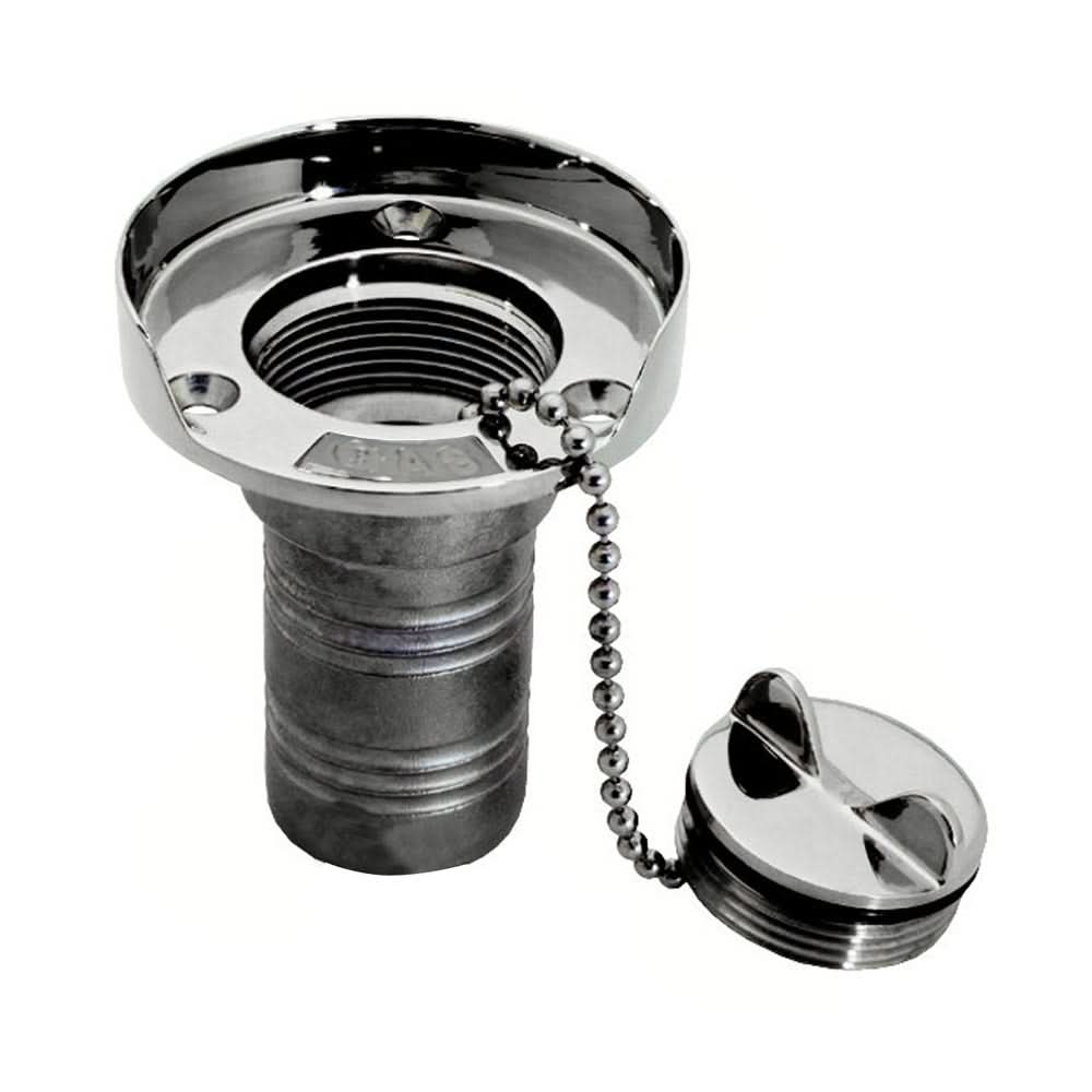 Whitecap Gas Hose Deck Fill with Splash Guard - 1 - 1/2" Chain - 6001 - Anchor Express