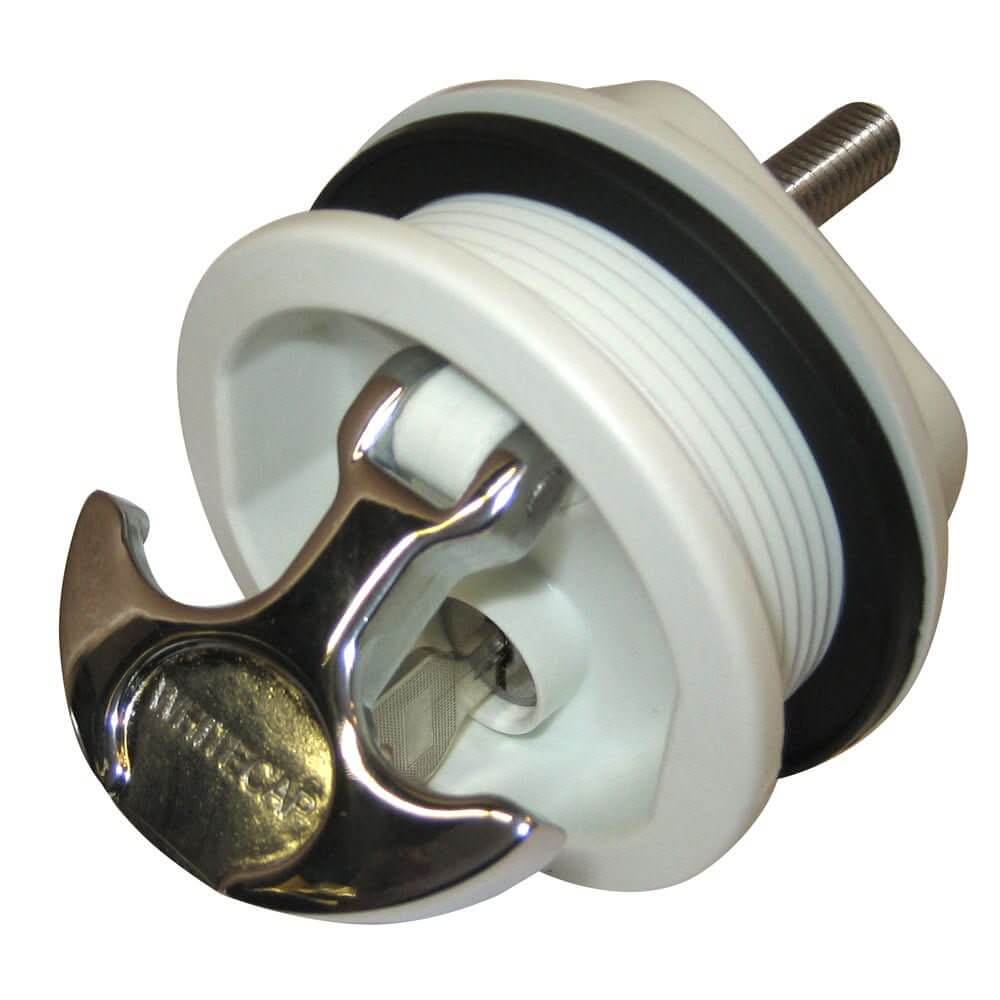 Whitecap T - Handle Latch - Chrome Plated Zamac/White Nylon - Locking - Freshwater Use Only - S - 226WC - Anchor Express