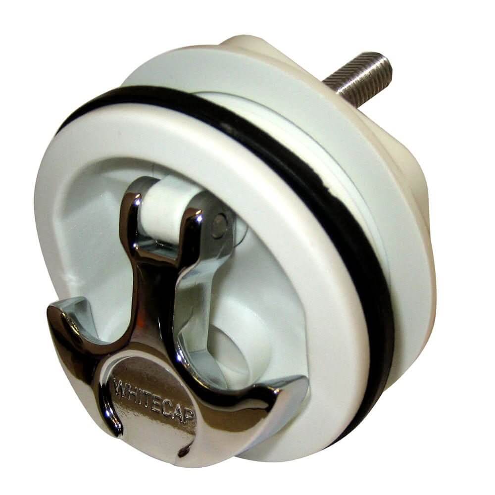 Whitecap T - Handle Latch - Chrome Plated Zamac/White Nylon - No Lock - Freshwater Use Only - S - 230WC - Anchor Express