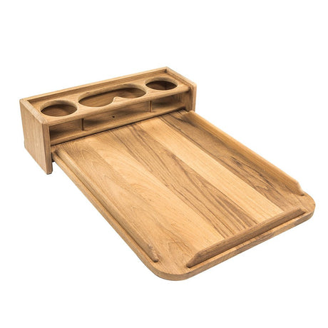 Whitecap Teak Drinkholder with Removable Cockpit Table Top - Holds 4 Glasses - 61394 - Anchor Express
